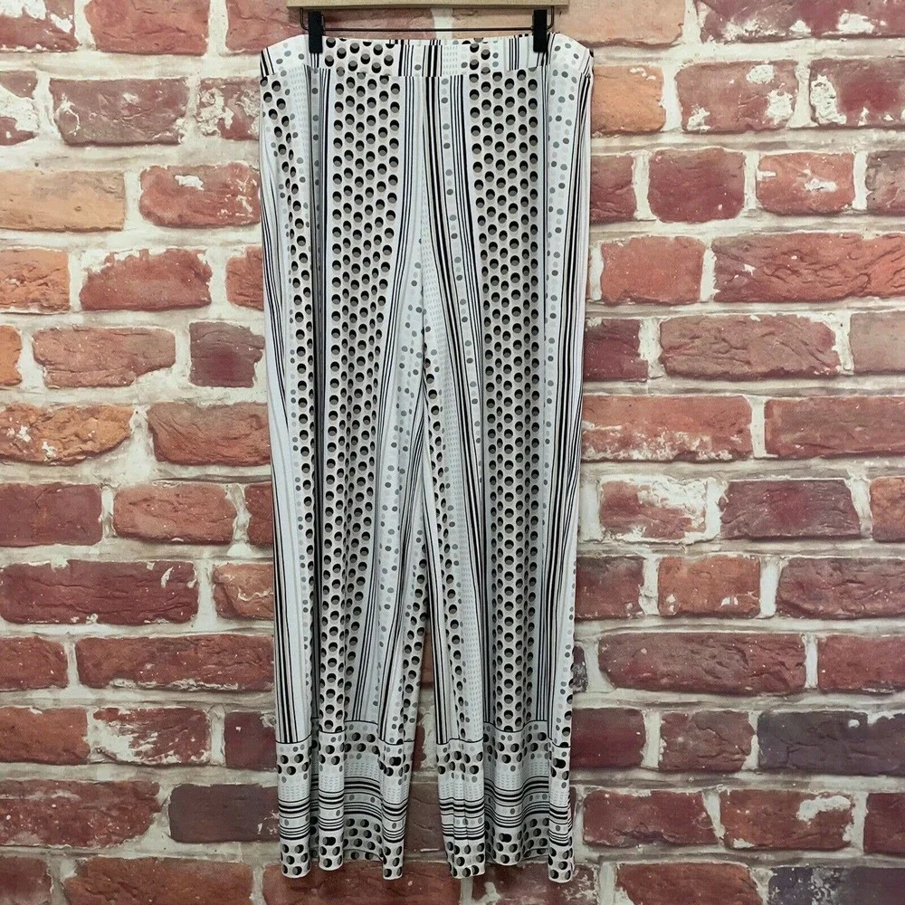 Cato Est 1946 Pants Women's 14/16W White Multicolor Mixed Media Wide Leg - Picture 1 of 9